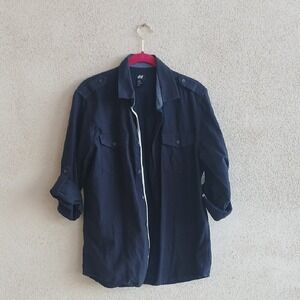 H&M Men's Dark Blue Shirt Jacket
